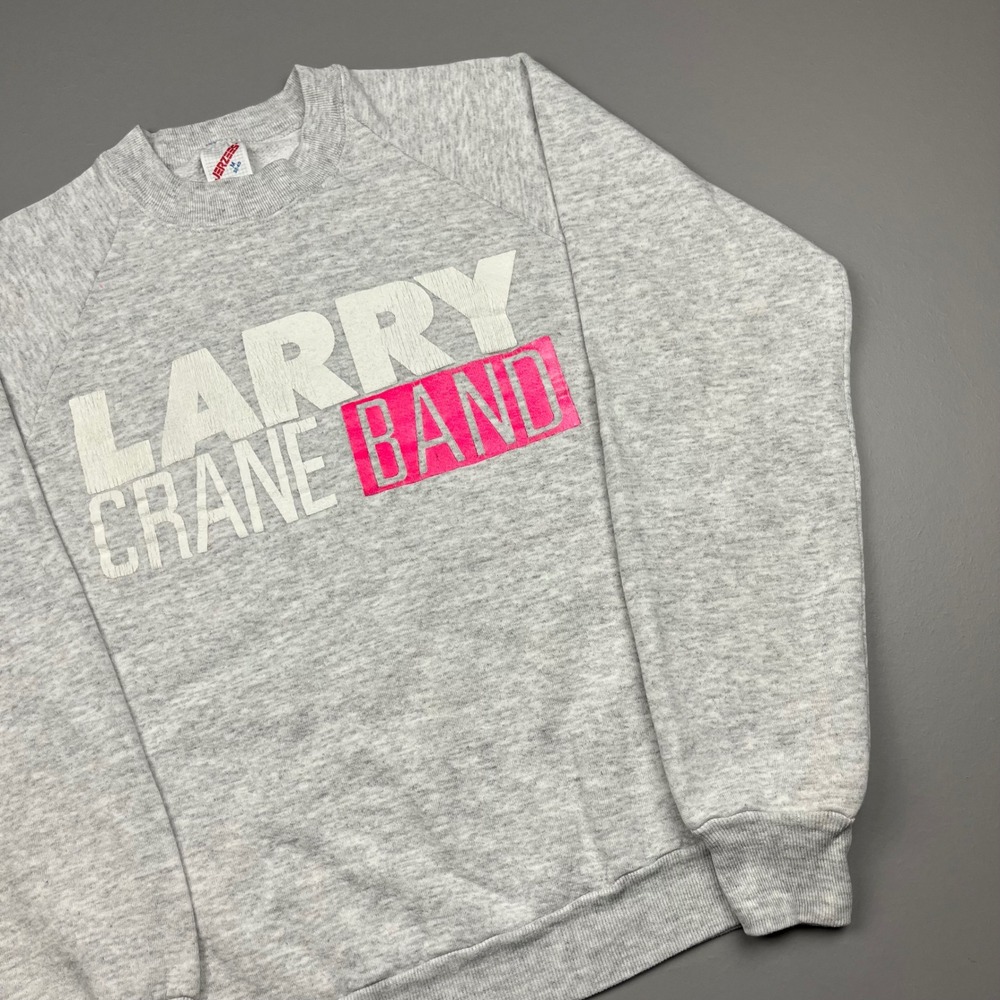 Jerzees Sweatshirt Mens Medium Grey Larry Crane Band 1991 Vintage Raglan USA
